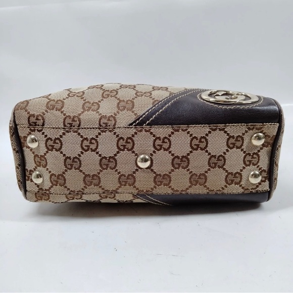 Auth Gucci Beige/ Brown GG Canvas and Leather Satchel - Picture 5 of 9